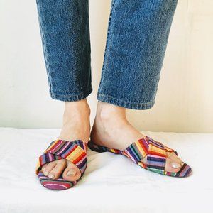 JCrew Cora rainbow stripe canvas sandals sz 6